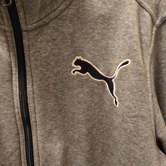 Puma Men's Size M Gray Long Sleeve Full Zip Collared Jacket/Sweatshirt - Picture 2 of 5